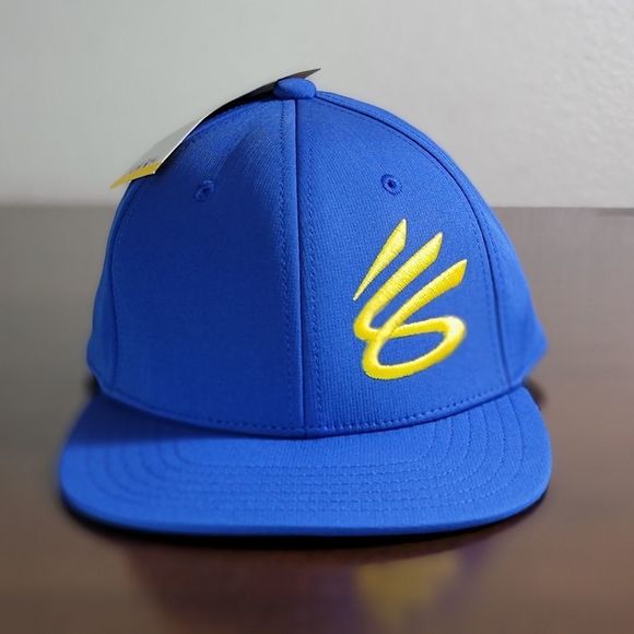 Under Armour UA Curry Flow 9 Baseball Cap Hat Golden State Warriors Blue Gold - Picture 2 of 10
